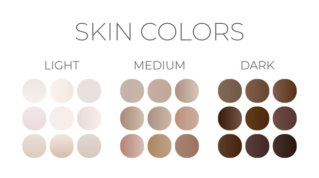 Skin Colors Light, Medium and Dark Swatches Gradients