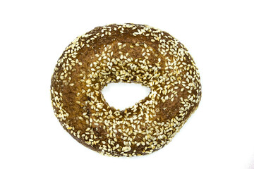 Bagel isolated on white background top view
