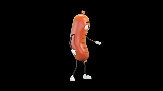 Sausage presenter and point with hand