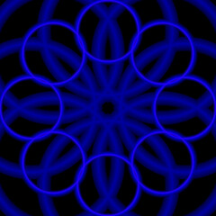 Lots of smooth blue lines on a black background. .3d.