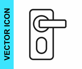 Black line Fingerprint door lock icon isolated on white background. ID app icon. Identification sign. Touch id. Vector