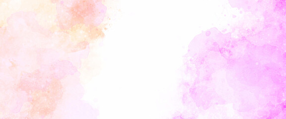 orange and blue watercolor background. Abstract hand paint square stain, creative Design background.