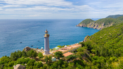 Aerial view of lighthouse in Dai Lanh, Vietnam