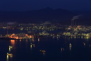 山口県　周南市　工場夜景　周南コンビナート