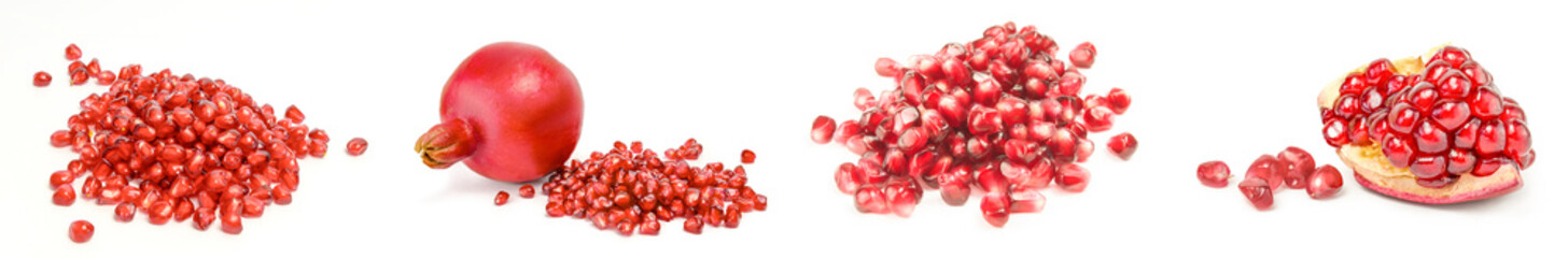 Collection of pomegranates on a white background