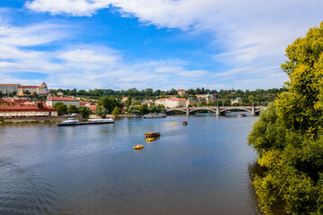 Fototapeta na wymiar Prague city skyline from Charles Bridge, Prague, Czech Republic