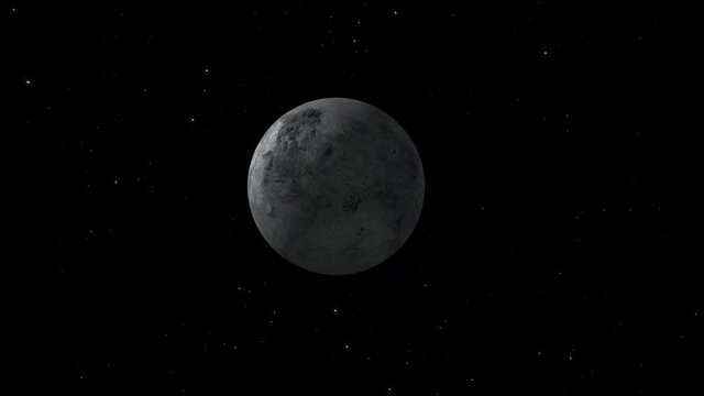 3d spinning eris planet night to dayt star background