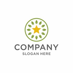 Flat nature star logo vector