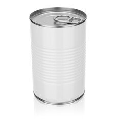 Tin can for preserve food. Template for product design mock-up. Isolated