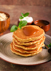 Oatmeal pancakes served