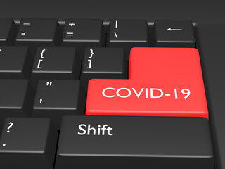 COVID-19 concept. Word COVID-19  on button of computer keyboard