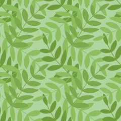 Tapeten Grün Nahtloses Muster mit Blättern für Stoffe und Textilien
