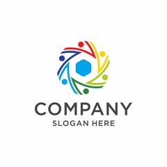 Fototapeta premium Abstract people and family logo collection,people icons, health logo template, care symbol Premium Vector