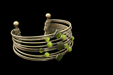 Vintage Style Jade Bracelet on Black Background