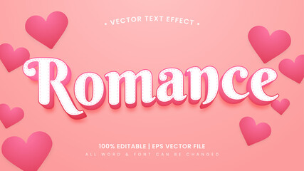 Romance Valentine's Day 3d text style effect. Editable illustrator text style.