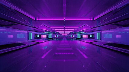 4K UHD 3D illustration of purple tunnel