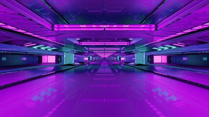 4K UHD 3D illustration of futuristic tunnel