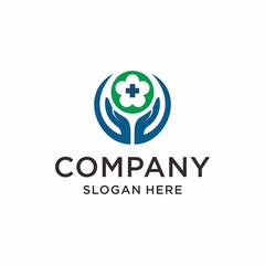 Medical health with hand logo template