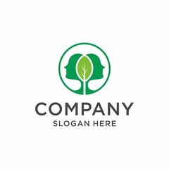 Two people with leaf logo vector