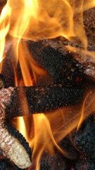 Close-up of fire burning. 4K