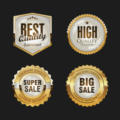 Super sale retro golden badges and labels vector collection 