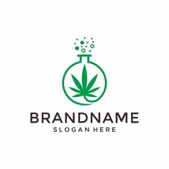 Cannabis marijuana with lab logo vector