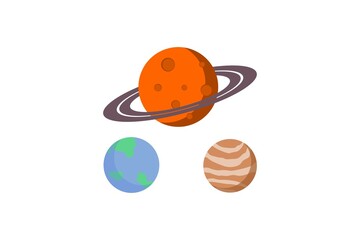 Planet Flat Illustration Vector Art on White Background