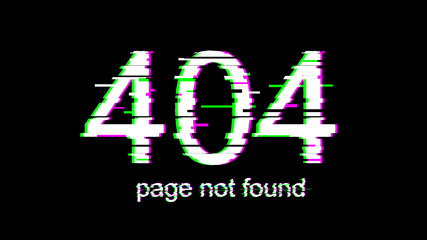 404 error with effect glitch. Abstract digital background with noise. 3d rendering.