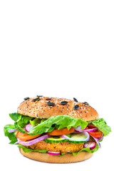 Plant-based burger in close-up vegetarian food