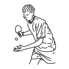 line art of cool posing man playing ping pong in style