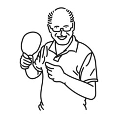 line art of cool posing man playing ping pong in style