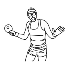 line art of cool posing man playing ping pong in style