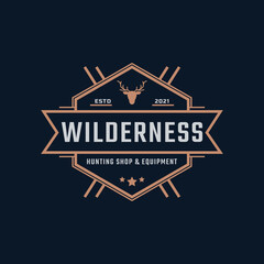 Classic Vintage Retro Label Badge for Deer Reindeer Antler Hunting Logo Design Inspiration