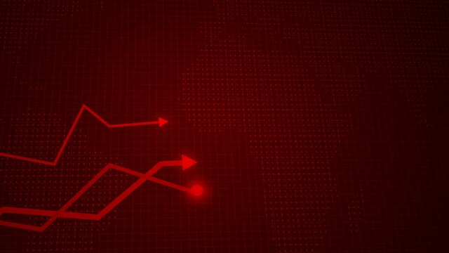 Business growing chart animation, red info graph animated