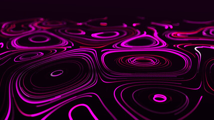 Flow of particles. Big data visualization. Digital technology wave. Futuristic cyberspace. Abstract cyber security background. 3D rendering.