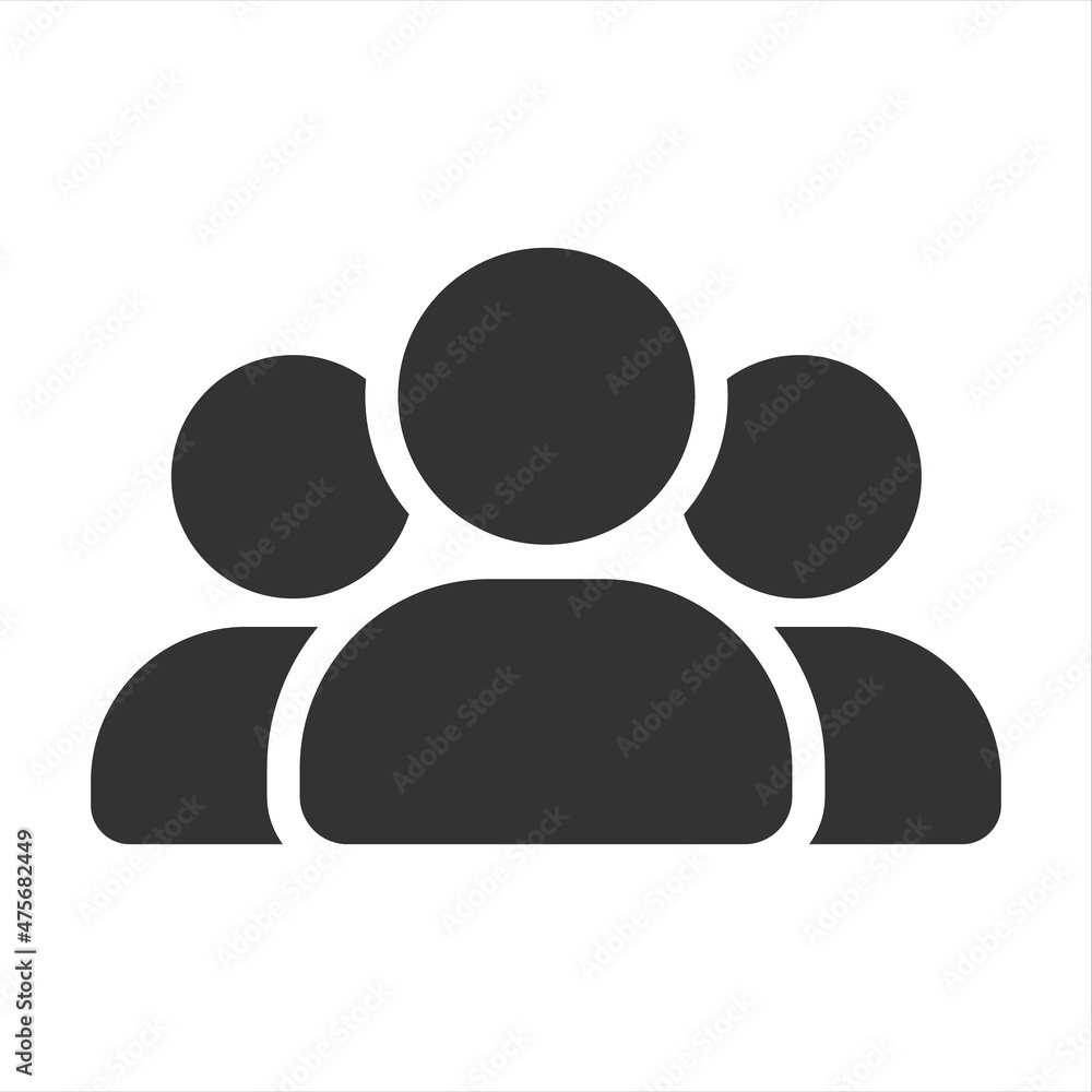 Poster users vector icon isolated on white background. group of people stock vector illustration for web, m