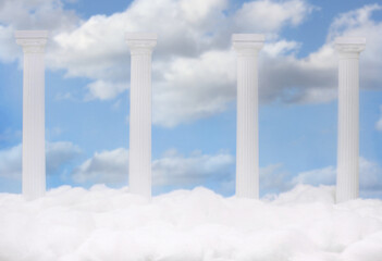 Heaven Columns and Clouds With Blue Sky Hevenly Scene