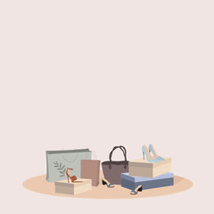 illustration with shopping background