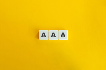 AAA Credit Rating and Score Banner. Block letters on bright orange background. Minimal aesthetics.
