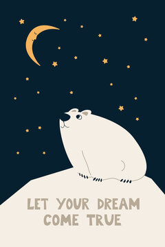 Polar bear looking at the moon