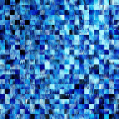 Optical low poly pixel grid dye blur texture background. Seamless washed out geometric ombre effect. 80s style retro square shape pattern. High resolution funky beach wear fashion textile tile.