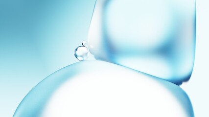 Fototapeta premium Close up blue water bubbles on blue background. 3D Illustration