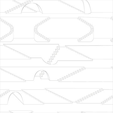 An outline vector illustration of stairs isolated on transparent background. Designed in black and white colors for web concepts 