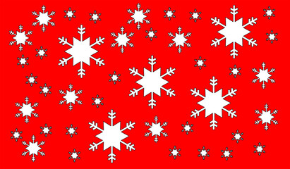 Obraz na płótnie Canvas white snowflakes drawn on a red background. The design with stylized snow crystals to decorate Christmas.