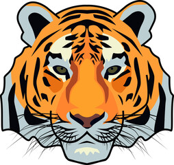 Tiger head isolated on white background. The symbol of the Chinese new 2022. Abstraction. Animal. Wildlife