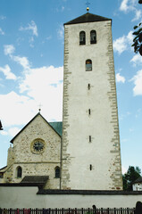 Fototapeta na wymiar Innichen Abbey ( Italian: Collegiata di San Candido - German: Stiftskirche Innichen), Italy