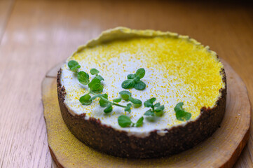 Vegan nut cake. Lime and Chocolate Cashew Tart
