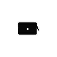 Purse in black. Vector icon isolated on white background.