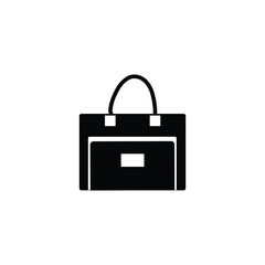 Suitcase in black. Vector icon isolated on white background.