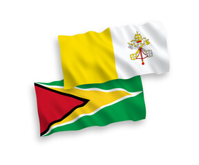 Flags of Co-operative Republic of Guyana and Vatican on a white background